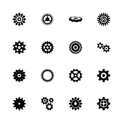 Gear - Expand to any size - Change to any colour. Flat Vector Icons - Black Illustration on White Background.