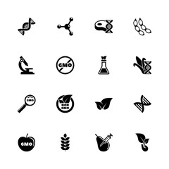 Gmo - Expand to any size - Change to any colour. Flat Vector Icons - Black Illustration on White Background.