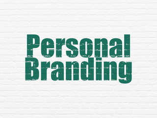 Marketing concept: Painted green text Personal Branding on White Brick wall background