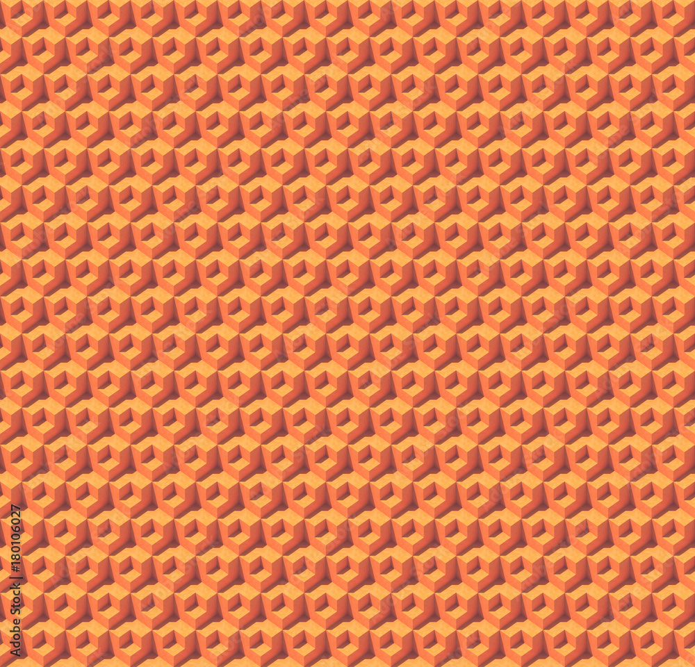 Poster Abstract orange cubes. Seamless pattern background. 3d rendering