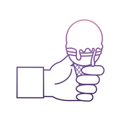 hand with ice cream icon over white background vector illustration