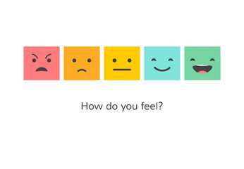 Feedback concept design, emoticon, emoji and smile, emotions scale 