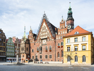 Naklejka na ściany i meble Old Town Hall on Market Square in Wroclaw city