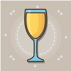 champagne glass icon over brown background colorful design vector illustration