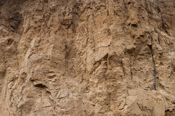 Close-up of a loamy ravine wall as an environmental texture background