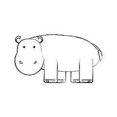 cartoon hippopotamus icon over white background vector illustration