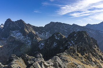 High Tatra Mountains. View from the Szpiglasowy Wierch in the autumn.