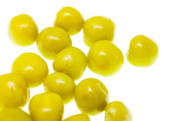Marinated green peas on a white background