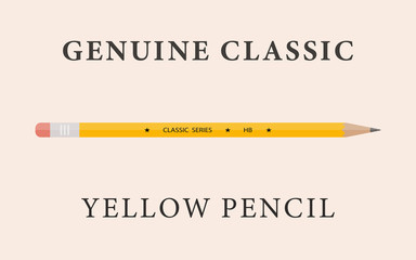 Flat Classic Yellow Pencil with Pink Eraser Tip