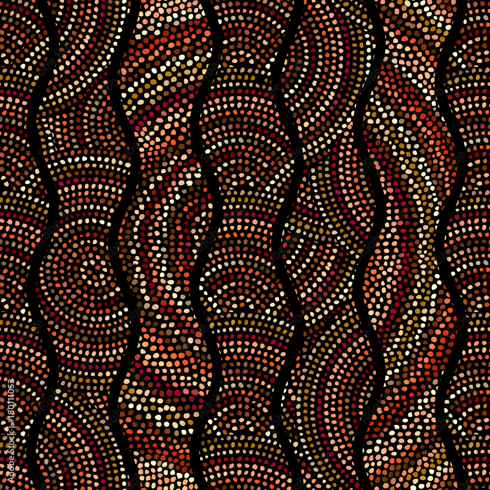 Aufkleber Ethnic boho seamless pattern in african style on black background. Tribal art print. Irregular polka dots pattern.