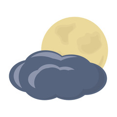 cloud and moon icon over white background vector illustration