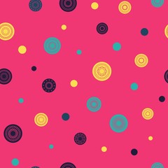 Seamless round ornament pattern. Vector repeating texture.