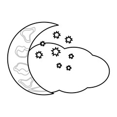 cloud and half moon icon over white background vector illustration