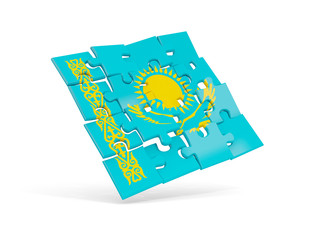Puzzle flag of kazakhstan isolated on white