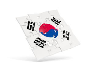 Puzzle flag of korea south isolated on white