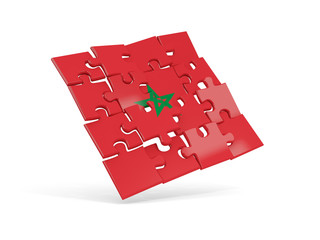 Puzzle flag of morocco isolated on white