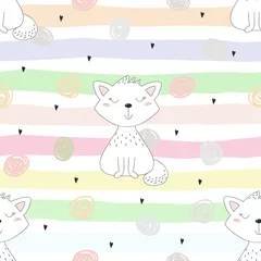 Gordijnen Leuke katten kleurrijke naadloze patroonachtergrond © iryna_boiko