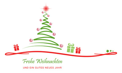 Weihnachten - "Weihnachtsbaum mit Geschenken" (Rot/ Grün)