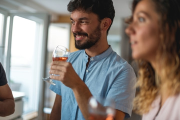 Drinking wine with friends