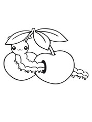 kirsche essen lecker obst hunger klein baby kind wurm krabbeln schnecke kriechen raupe schlange süß niedlich comic cartoon