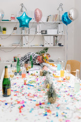 Drunk employee sobering up after office party