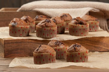 Home Baked Chocolate Banana Coconut Muffins.
