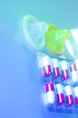 Rubber condom contraceptive