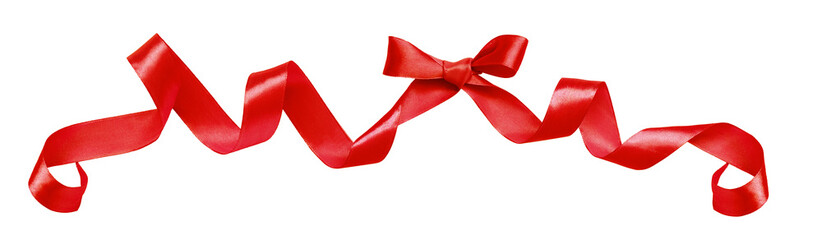 Festive red silk ribbon bow