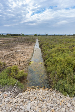 Canal de agua en El Prat de Cabanes (Castellon, España).