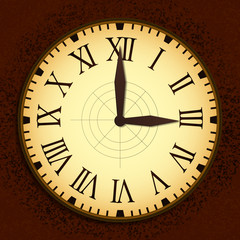 Digtial Vintage Clock Design with Clockhands and Roman Numbers