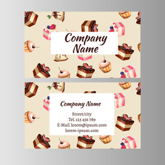 Business card Design Template with tasty cakes