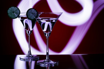 silhouette of  glasses in  nightclub