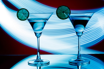 silhouette of  glasses in  nightclub