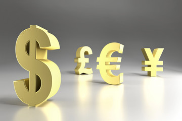 Four major currency symbols