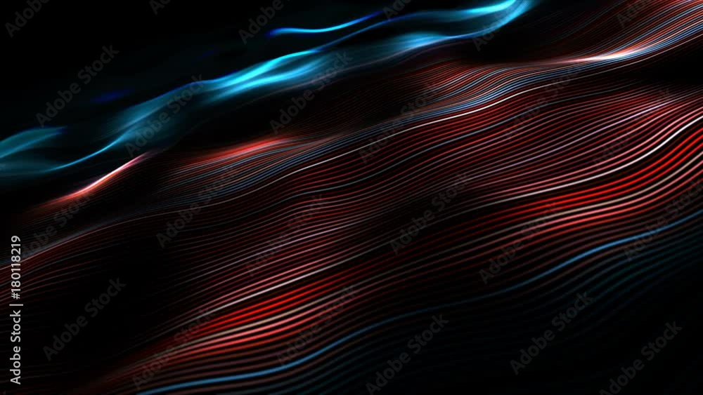 Poster abstract motion streak of line background, shining lights, energy waves and particles, seamless loop