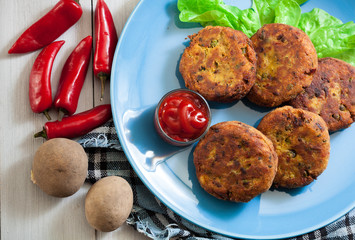 Aloo Tikki or cutlet. Indian snack made of boiled potatoes