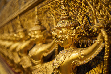 Golden Garuda in Wat Phra Kaew Grand Palace of Thailand.