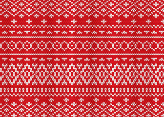Knit geometric ornament design. Christmas seamless pattern.