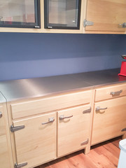 Modern kitchen treated like an old butcher