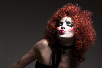 woman mime with theatrical makeup