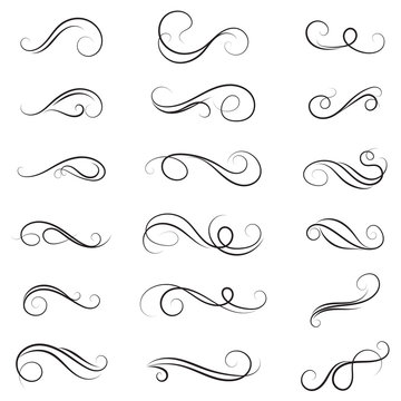vector illustration set of border calligraphic and dividers decorative, calligraphic swirl