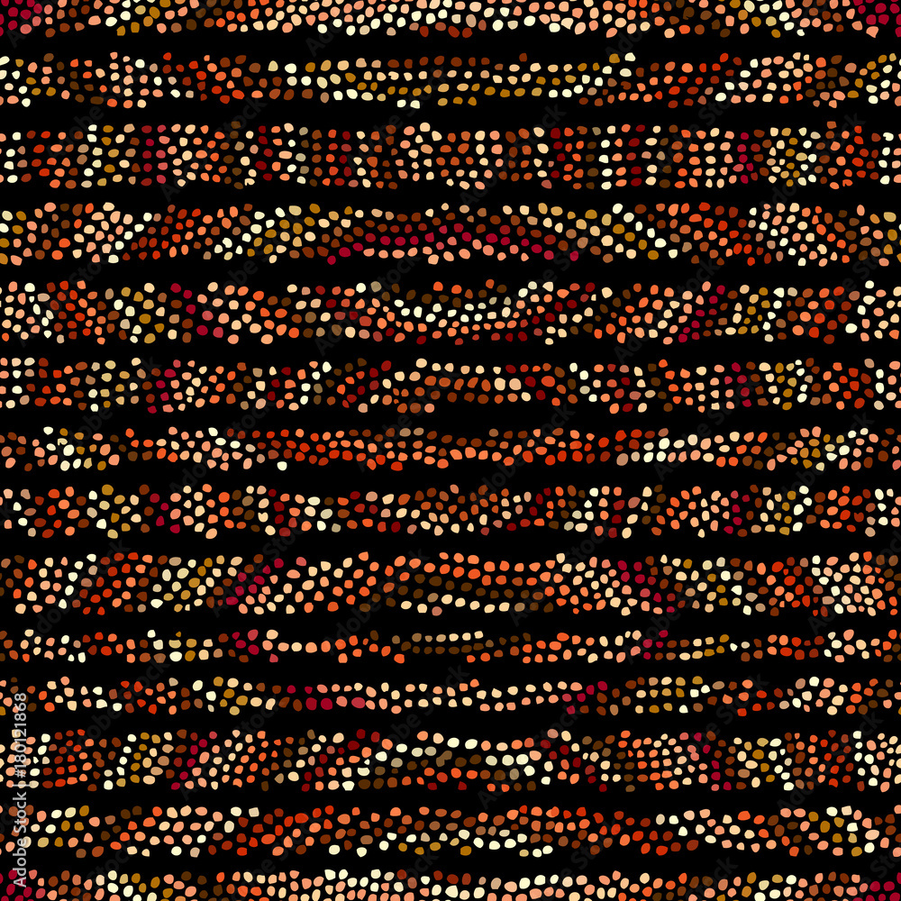 Poster irregular polka dots seamless pattern in african style on black background. tribal art print.