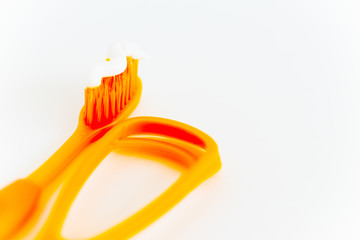 Toothbrushes on a white background