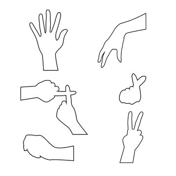 Vector set of line Woman's hand isolated on white background