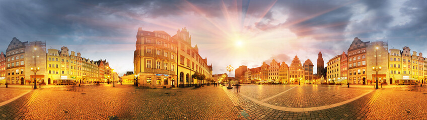 Fototapeta premium Wroclaw at dusk after sunset