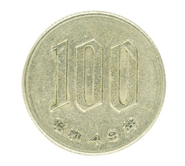 japan yen coin on isolate