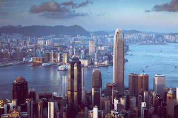 Hong Kong skyline day time at Victoria peak, Hong Kong China