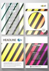 Business templates for brochure, flyer. Cover template, vector layout in A4 size. Bright color rectangles, colorful design with geometric rectangular shapes forming abstract beautiful background.