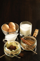 Eggnog on wooden table