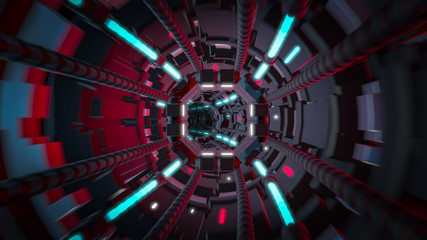3d render of futuristic tunnel with light. Abstract background, business, sci-fi, technology, transportation or science concept.